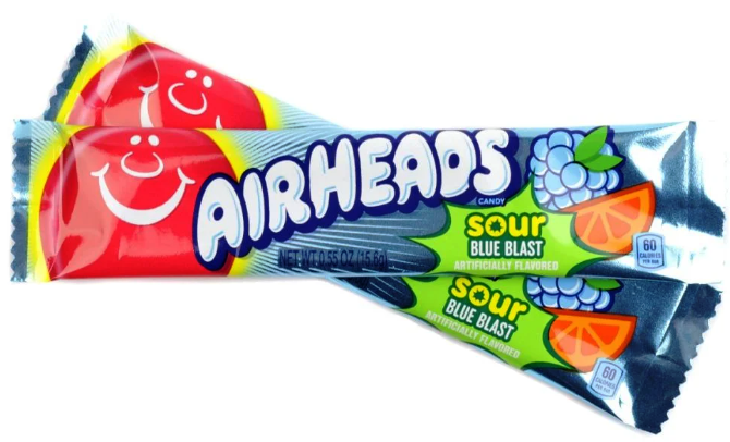 Airheads Sour Blue Blast Candy Taffy 36ct