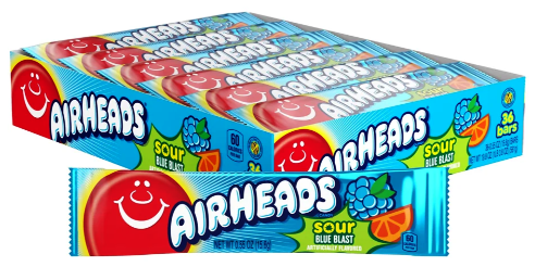 Airheads Sour Blue Blast Candy Taffy 36ct